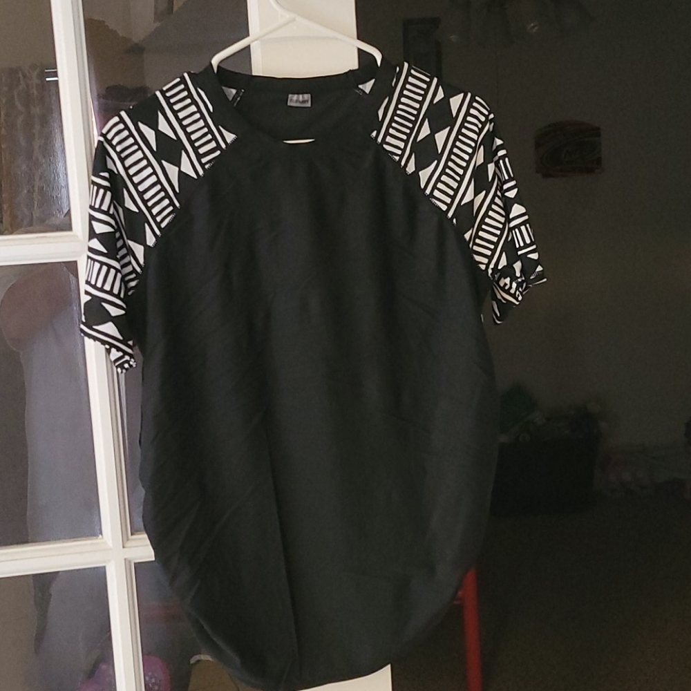 Black and white microfiber tee